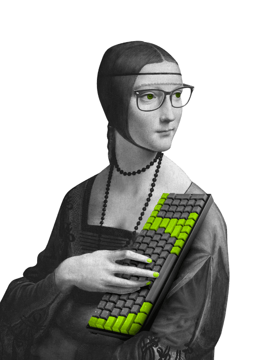 Northprim woman with a keyboard